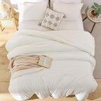 ROSGONIA California King Comforter Set Ivory, 3pcs (1 Boho Cal King Comforter & 2 Pillowcases), All Season Bedding Soft Bedspread Blanket Quilt