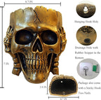 Skull Fence Planter for Outdoor Plants, Spooky Skull Wall Planters for Indoor Outdoor Décor, Unique Modern Gothic Hanging Face Plant Pot Gold Head Vase with Drainage