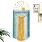 MEIVINES Macrame Wall Hanging,11.8x27.6 Inches Boho Sun Wall Art Decor,Woven Hanging Tapestry Tassels Handmade Colorful Tapestry for Bedroom Living Room Nursery Apartment