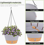 QCQHDU 2 Pack 10 Inch Hanging Planters for Indoor Outdoor Plants, Hanging Baskets Flower Pots with Reservoir Tray & Visible Water-Level