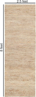 FRELISH DECOR Wool and Jute Premium Handwoven Chunky Stripes Rug - Contemporary Runner Rug for Bedroom Entryway Kitchen (2.5' x 8' - Natural Ivory)