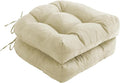 Outdoor Chair Cushions Set of 2, Patio Chair Cushions with Ties, 17x17+4” Tufted Outdoor Seat Cushions, Waterproof Patio Furniture Cushions, Outdoor Dining Chair Pads, Beige
