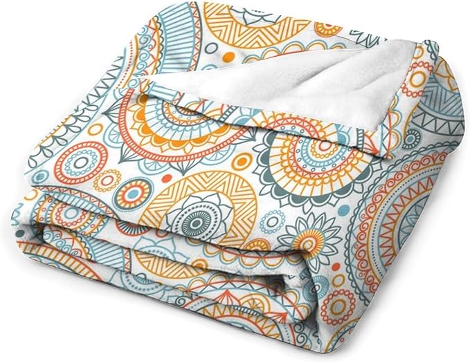 Boho Floral Throw Blanket Abstract Mid Century Mandala Bohemian Blanket for Sofa Bed Couch Chair Or Dorm 50"x60"