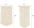 Mkono 2 Pcs Macrame Wall Hanging Boho Wall Art Decor Woven Chic Bohemian Room Decor for Bedroom Nursery Living Room Dorm Apartment, Medium Size 22" L x 13" W and 24" L x 13" W