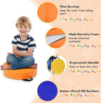 HONEY JOY 6PCS Floor Cushions for Kids, 15 Inch Flexible Alternative Portable Classroom Seating w/Handles, Easy to Clean, 3 Inch Thick Soft Foam Circle Comfy Seats for Daycare Preschool(Round, Red)