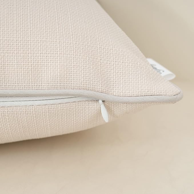Yangest Patchwork Pillow Cover 12x20 Inch Luxury Cotton and Linen Cushion Cover Faux Leather Pillowcover for Couch Bedroom Living Room, White