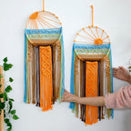 Artilady 2 Pack Macrame Sun Wall Decor Hanging Tapestry Sunrise Sunset Wall Art Set, Hand Woven Boho Tapestries Colorful Decor For Bedroom Living Room Nursery Apartment (2 Pcs)