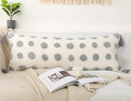 PANOD Decorative Long Lumbar Pillow Cover 16x36 Boho,Super Soft Chenille Extra Long Lumbar Pillow Case Cover with Tassel for Bed Sofa Couch Farmhouse Livingroom,Grey,Modern Skinny