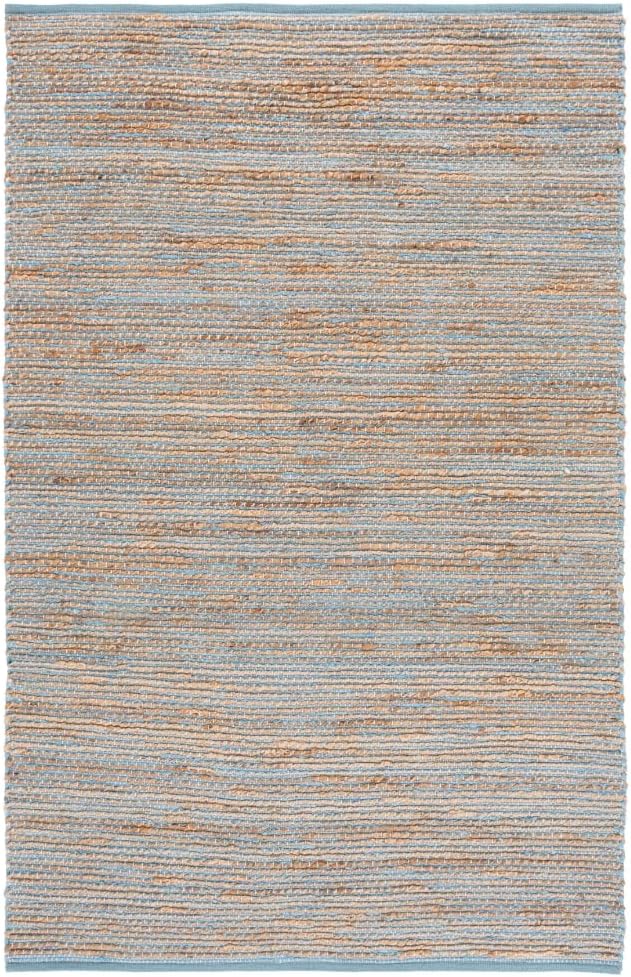 SAFAVIEH Area Rug 6x9 - Cape Cod Collection - Blue & Natural, Handmade Jute & Cotton, Ideal for Living Room, Bedroom, Dining Space (CAP236M)