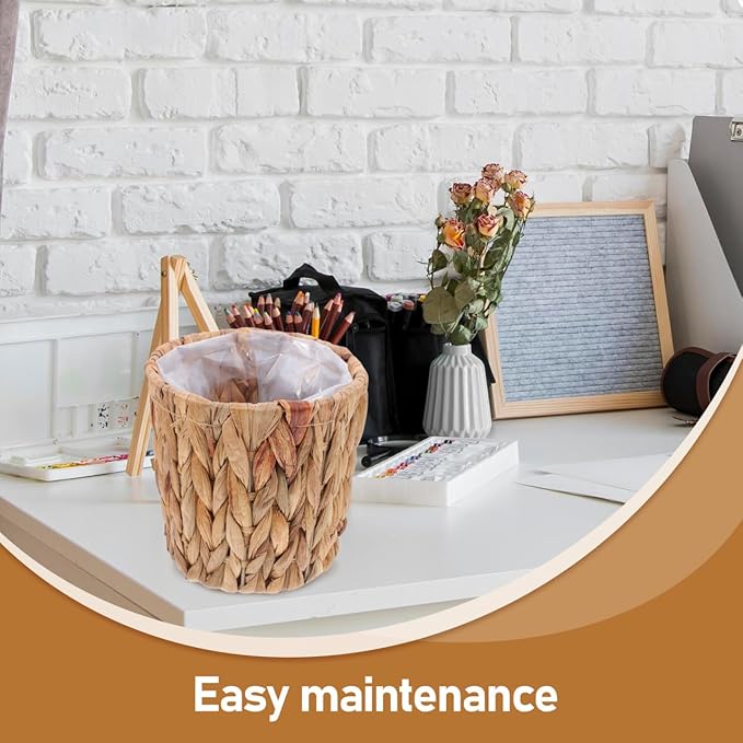 Cabilock Woven Seagrass Planter Basket 6 Inch Indoor Outdoor Plant Pot Cover with Removable Liner Lightweight Breathable Storage for Home Garden Decor