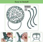 OwnMy Cast Iron Plant Stand Heavy Duty Vintage Wrought Iron Flower Pot Holder, Decorative Pedestal Potted Plant Rack, Indoor Metal Large Plant Stand for Outdoor Patio Garden Home, Antique Green