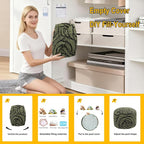 Asuprui Fluffy Flower Pouf Ottoman Cover Only – 20"x14" Round Plush Fuzzy Pouf Shell for Footrest, Stool or Floor Seat, Soft Removable Home Decor (No Insert Included) (Green)