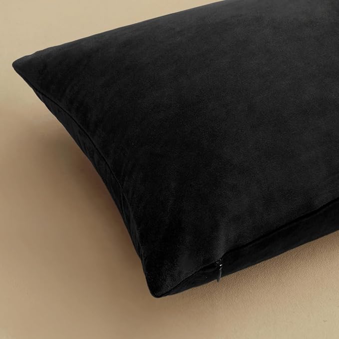 MIULEE Velvet Throw Pillow Covers 14x14 Inch, Pack of 2 - Black, Soft Solid Small Decorative Pillow Covers Modern Luxury Home Decor for Couch Chair Sofa Bedroom Livingroom Car