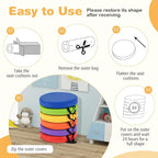 HONEY JOY 6PCS Floor Cushions for Kids, 14" Length Flexible Alternative Portable Classroom Seating with Handles, Easy to Clean, Thick Soft Foam Comfy Round Seats for Daycare Preschool (Colorful)