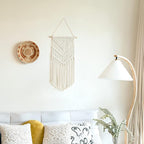 Mkono Macrame Wall Hanging Art Woven Boho Home Décor, Geometric Beautiful Yarn Tapestry Wall Decor for Bedroom, Nursery, Apartment, Dorm Decoration, Christmas Gift for Teen Girl Mom, 17" W x 33" L