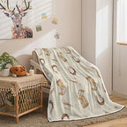 Western Throw Blankets, Farmhouse Country Throw Blanket Vintage Wild West Blankets, Soft, Flannel, Warm, Boho Western Fleece Blanket Decor for Bedroom Couch Sofa 60X80 Inch