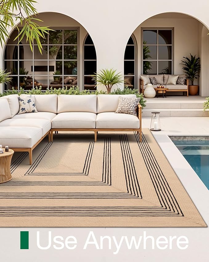 LUMI 8x10 Jute Area Rug for Living Room, Natural Braided Woven Rugs Non Slip, Neutral Carpets No Shedding, Durable for High Traffic, Dining Room, Indoor, Outdoor, Patio