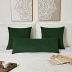 Kevin Textile 14x36 Inch Long Lumbar 1 Pack Boho Christmas Decorative Throw Pillow Cover Soft Striped Corduroy Rectangle Cushion Case Farmhouse Color Accent for Living Room Couch Sofa Bed, Dark Green