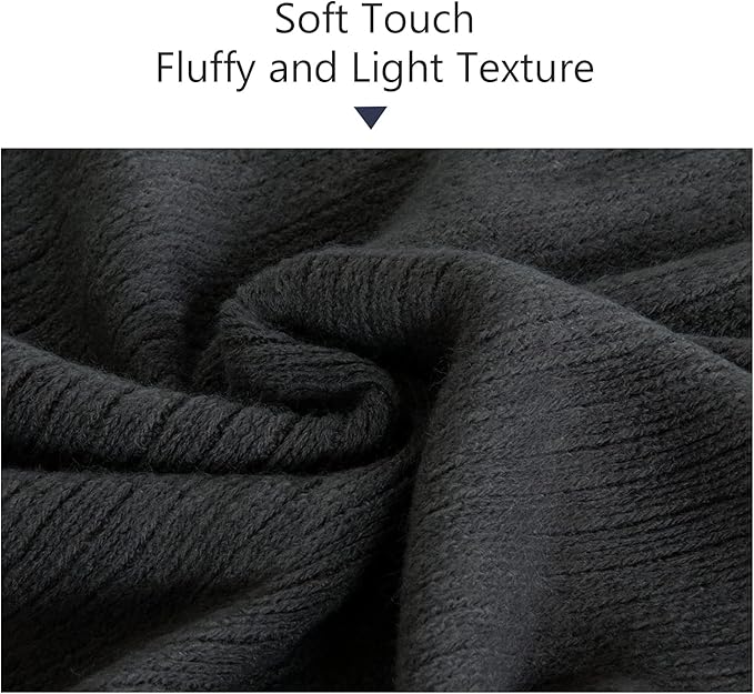 NTBAY Acrylic Knitted Throw Blanket, Lightweight and Soft Cozy Decorative Woven Blanket with Tassels for Travel, Couch, Bed, Sofa, 51x67 Inches, Grey Striped