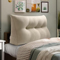 WOWMAX Wedge Pillow Headboard Dorm Headboard Twin XL Bed Bolster Pillow for Bed with Removable Cover, 80% Cotton & 20% Linen Blend, Natural Color