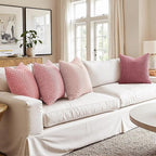 MIULEE Aesthetic Pink Decorative Throw Pillow Covers for Couch Living Room 20x20 Inch Set of 4 Cute Soft Cushion Covers Corduroy Pillowcases Spring Coquette Room Decor for Bed Sofa Room, Blush Rose