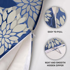 Blue Cream Grey Gray Pillow Covers 24X24 Inch Set of 2, Modern Dahlia Floral Print Decorative Throw Pillow Covers Outdoor Farmhouse Cushion Case for Home Couch Sofa Bed Decoration