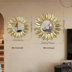 24" Gold Sunburst Decorative Wall Mirror – Handmade Flower Design, Luxury Round Accent Mirror Boho Wall Decor for Bedroom,Entryway, Dining Room & Kitchen