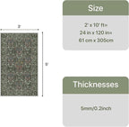 GENIMO Washable 3x5 Area Rug, Soft Vintage Floral Boho Carpet, Low-Pile Non-Slip Rug for Living Room, Bedroom, Dining Room, Nursery, Emerald Green