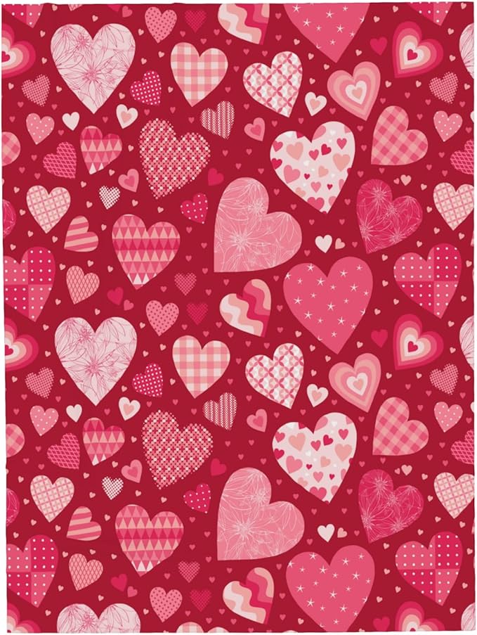 Valentines Heart Blanket Soft Flannel Lightweight Valentine Pink Love Hearts Throw Blanket Cozy Warm Blankets All Seasons Living Room Decor for Kids Adults Use On Sofa Couch Bed Office 40x50 inch