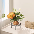 9 IN Plant Stand 1 PIC Metal Flower Pot Holders Indoor Tall 3.5'' Plant Rack Plant Riser Plant Shelf Accessories For Living Room Balcony Round Black