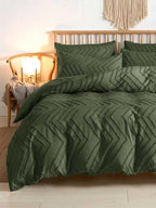 2 Pack Standard Size Pillow Shams Set, Olive Dark Green Boho Tufted Soft Microfiber Pillowcases, Modern Farmhouse Pillowshams for Men and Woman 20 x 26 Inch