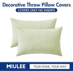 MIULEE Pack of 2 Spring Light Green Couch Throw Pillow Covers 12x20 Inch Soft Chenille Lumbar Pillow Covers for Sofa Living Room Solid Dyed Cases