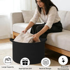 90L Large Blanket Basket,21.7"L x 21.7"W x 13.8"H Rope Woven Baskets with Handles, Toys Storage Bins,Laundry Basket Perfect for Living Room, Nursery,Bedroom,Home Organization,Black