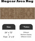 HUGEAR 2x6 Runner Rug Hallway Brick Red Machine Washable Vintage Floral Low Pile Carpet Vacuumable Distressed Long Throw Rug Bedroom Office Bathroom Kitchen Laundry Non Slip Soft Lightweight