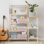 COMFY-HOMI 11.5"x7.5"x4.7" Storage Baskets for Organizing | Cotton Rope Woven Basket | Toy Storage Bin Box | Basket for Shelves, Closet Organizer Bin, Decorative Closet Shelf, 1 Pack white/pink