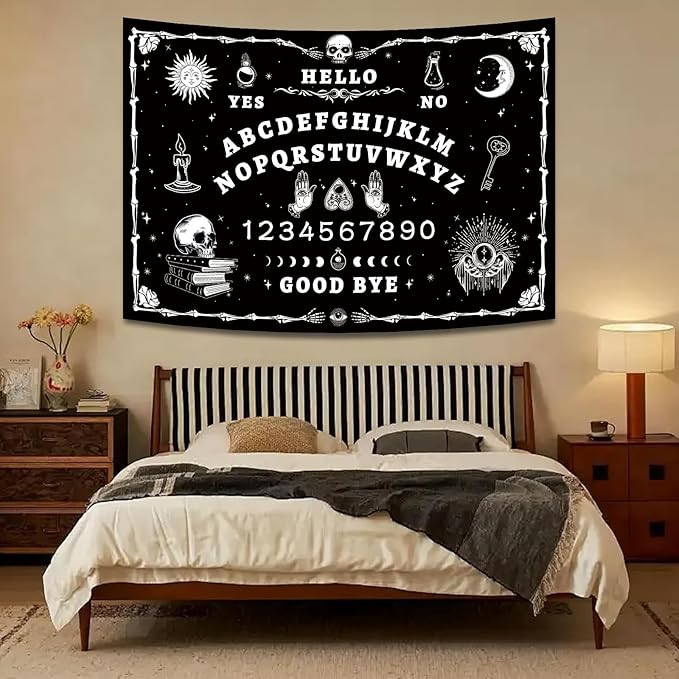 Atrippy Halloween Gothic Grunge Room Decor, Skull Tapestry for Bedroom,Goth Witchy Dark Aesthetic Home Decor,Small Skeleton Vintage Black and White Emo Wall Decor (24" X 36")