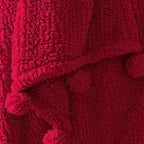 HORIMOTE HOME Ultra Soft Sherpa Throw Blanket with Pompom Fringe, Lightweight Plush Boho Throw Blanket for Couch, Sofa, Bedroom,Travel, Christmas Decor, Warm Blanket for Winter, 60"x80", Red