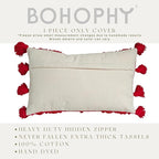 Boho Neutral Textured Throw Pillow Cover Tufted Decorative Pillowcase Nursery Cushion Cover cojin decorativo (Holiday Red)