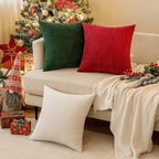 MIULEE Pack of 2 Red Decorative Christmas Pillow Covers 22x22 Inch Soft Chenille Couch Throw Pillows Farmhouse Cushion Covers for Home Decor Sofa Bedroom Living Room