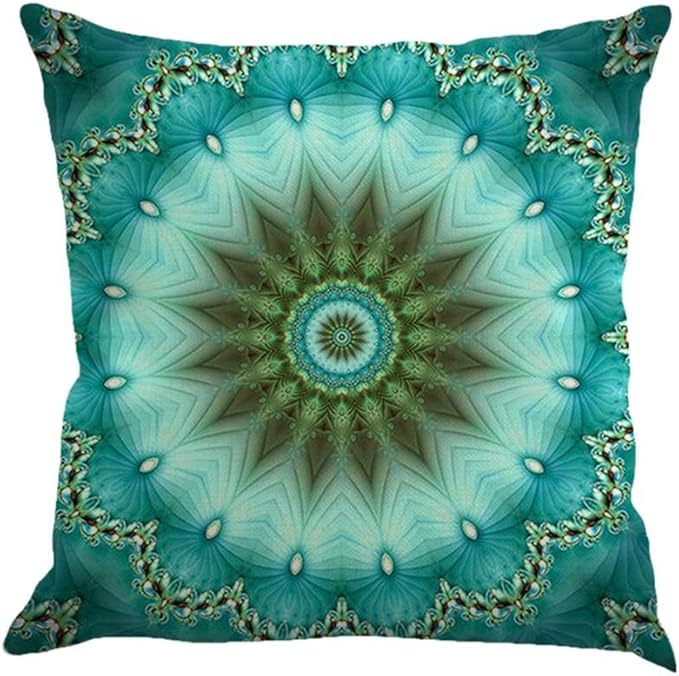Jartinle Set of 4 Retro Floral Mandala Compass Medallion Bohemian Pillow Covers Boho Decor Hippie Throw Pillows Colorful Decorative for Sofa Couch 18 x 18