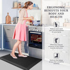 HappyTrends Kitchen Floor Mat - 4/5 Inch Thick Anti-Fatigue Kitchen Rug,Waterproof Non-Slip Kitchen Mats and Rugs Heavy Duty Ergonomic Comfort Rug for Kitchen,Office,Sink,Laundry,(22"x36", Black)