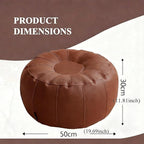 Leather Pouf - 20”Dx12”H, Wash-Free Tech Fabric Pouf Unstuffed Ottoman Moroccan Footstool, Floor Footrest Cushion, Storage Solution, Natural Orange Color Unstuffed Faux Leather Cover (Brown)