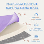 1.3" Thick Baby Floor Play Mat 50x50, Basic Padded Foam Mat for Tummy Time Crawling, Non Slip Cushioned for Babies Toddlers Infants Kids (Violet)