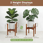 Plant Stand Indoor, Wood Plant Holder, Mid Century Modern Decor Tall Planter Stands, 2 Height Displays Corner Single Flower Stand for Balcony, Living Room,Garden Patio Fit 5-10 Inch Pots