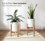 Mkono Plant Stand Mid Century Wood Flower Pot Holder (Plant Pot NOT Included) Modern Potted Stand Indoor Display Rack Rustic Decor, Up to 10 Inch Planter, Natural