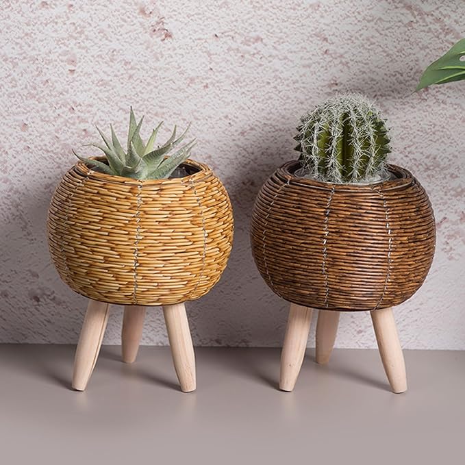 Handwoven Flowers Basket Handwoven Storage Basket Flowers Baskets Plant Pots Bonsais Succulents Container Decorations