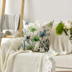 AVOIN colorlife Poppy Flowers Chinoiserie Fall Throw Pillow Cover, 18 x 18 Inch Blue Sage Green Seasonal Leaves Cushion Case Decoration for Sofa Couch Farmhouse