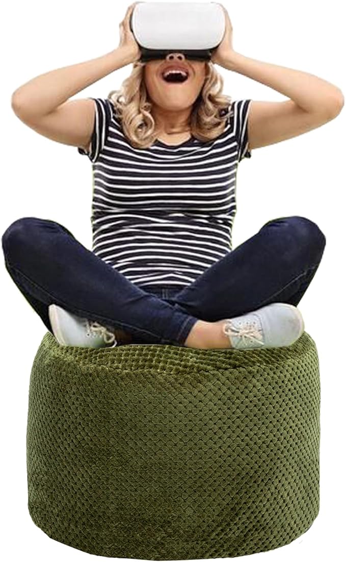 Asuprui Pouf Ottoman Unstuffed Ottoman Foot Rest No Filler Soft Faux Fur Foot Stool 20x20x12 Inches Fuzzy Chair Floor Pouf Chair with Storage for Living Room Bedroom Green