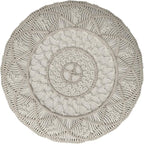 SIMPLIHOME Coates Contemporary Round Macrame Pouf in Cloud Grey Cotton for the Living Room, Bedroom and Kids Room