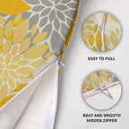 Yellow Grey Gray Pillow Covers 20X20 Inch Set of 2, Dahlia Flower Spring Summer Floral Cream Decorative Throw Pillow Covers Outdoor Modern Farmhouse Cushion Case for Home Couch Sofa Bed Decor